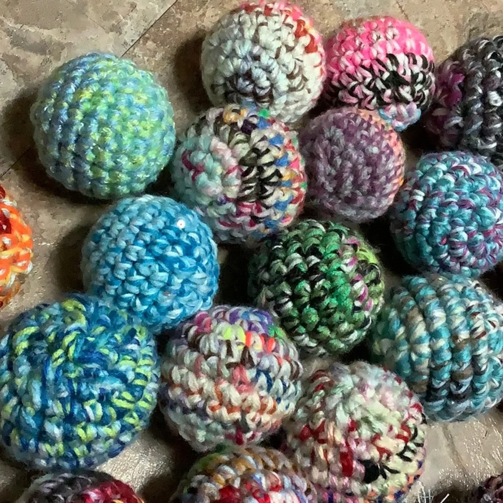 (3) Crocheted scrap balls
